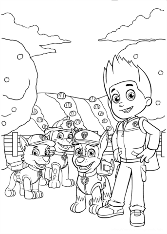 Rocky, Marshall, Chase And Ryder Coloring Page